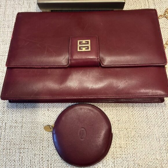 Givenchy Antigona Envelope Collection Bordeaux Leather Clutch - Picture 13 of 13